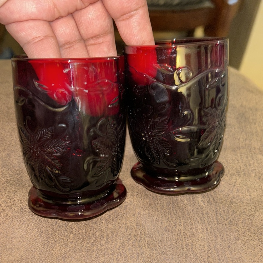 Princess House Ruby Red Heritage Juice pedestal glasses - Picture 6 of 6